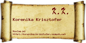 Korenika Krisztofer névjegykártya
